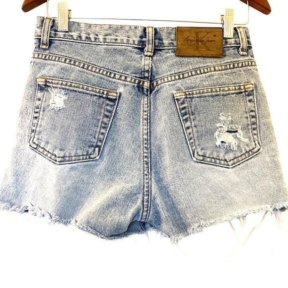 90s Vintage Calvin Klein Jean High Rise Cut-Off Shorts Size 5 - Picture 2 of 16